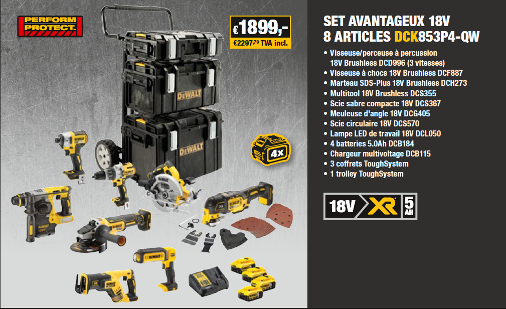 18v Combopack 8 Machines Dck853p4qw Combopack 8 Dck853p4qw 18v Machines roxBWCed